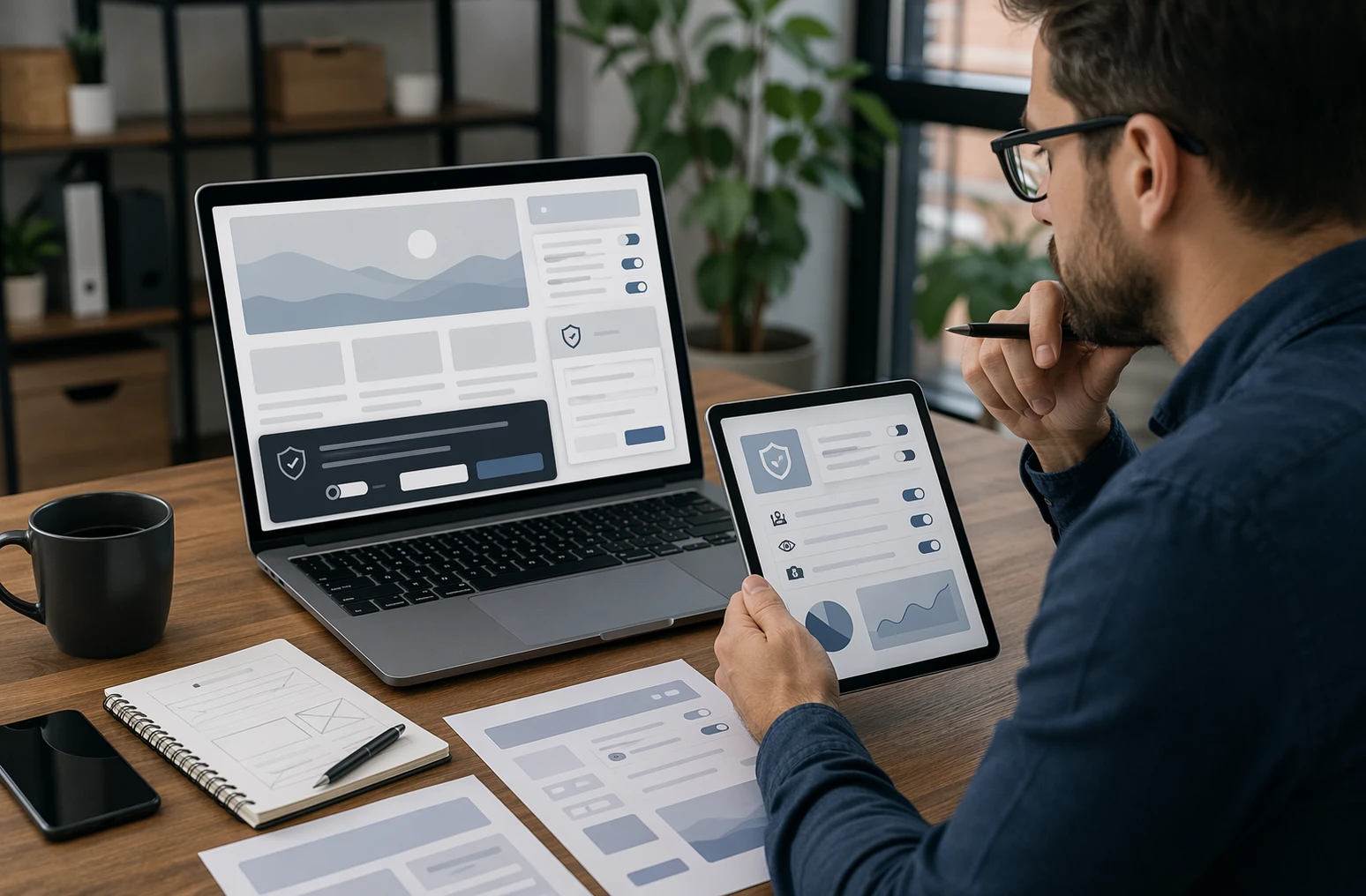 Business owner reviewing privacy policy and cookie banner