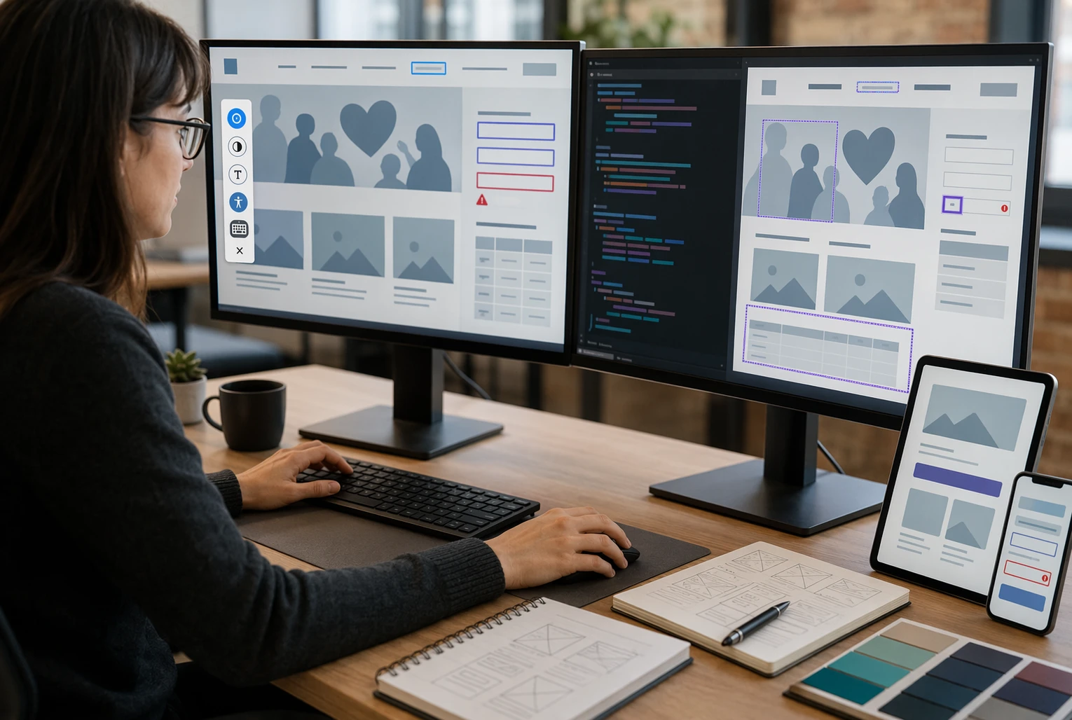 Website designer reviewing keyboard navigation and form labels