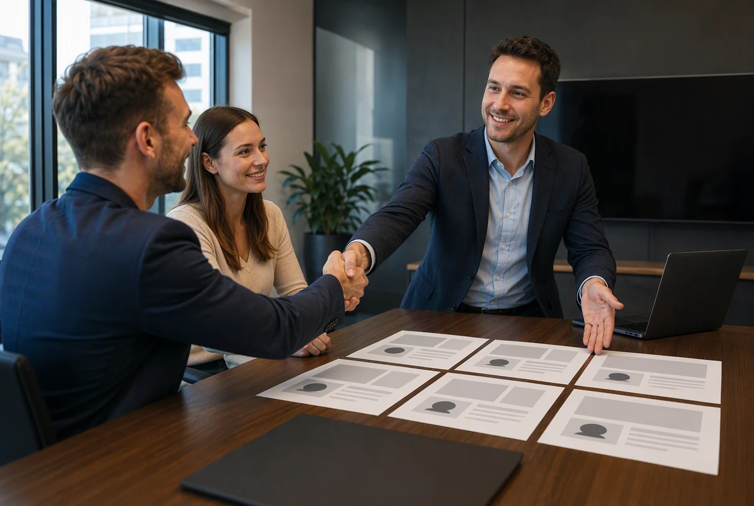Professional Website Design: 9 Elements Clients Notice Consultant presenting client testimonials at conference table