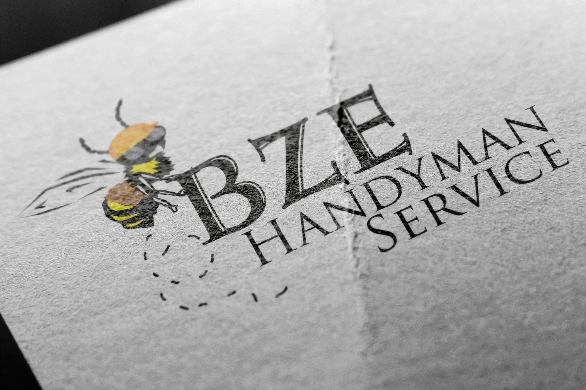 Portfolio A logo with a bee illustration next to the text “BZE Handyman Service” printed on textured paper, ideal for small business website design or those seeking affordable web design services.All-inclusive Website Design Services