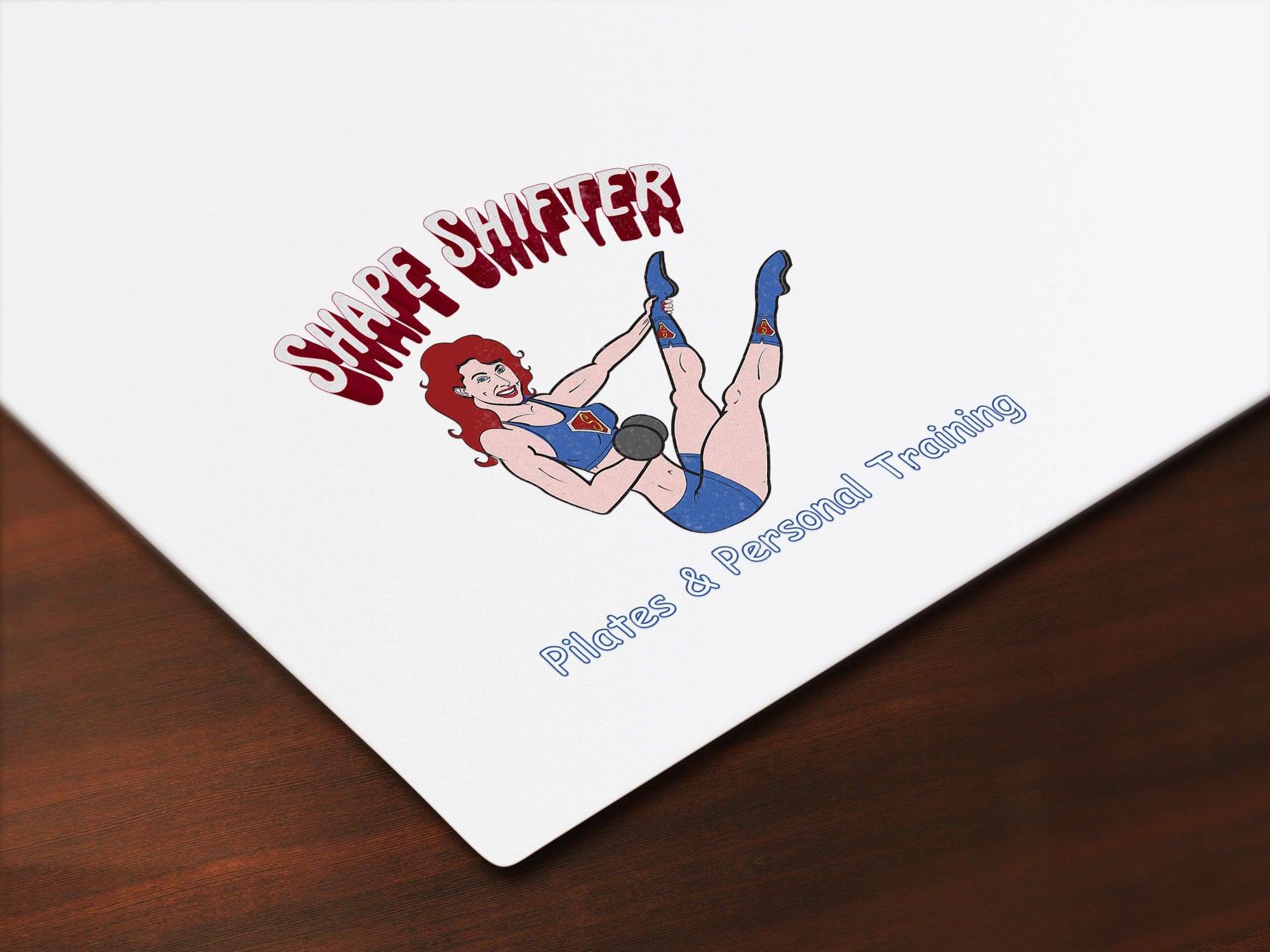 Portfolio A cartoon woman in a blue leotard poses with a kettlebell. Text above reads “Shape Shifter,” and below reads “Pilates & Personal Training.” Perfect inspiration for any small business website design or fitness web designer near me.All-inclusive Website Design Services