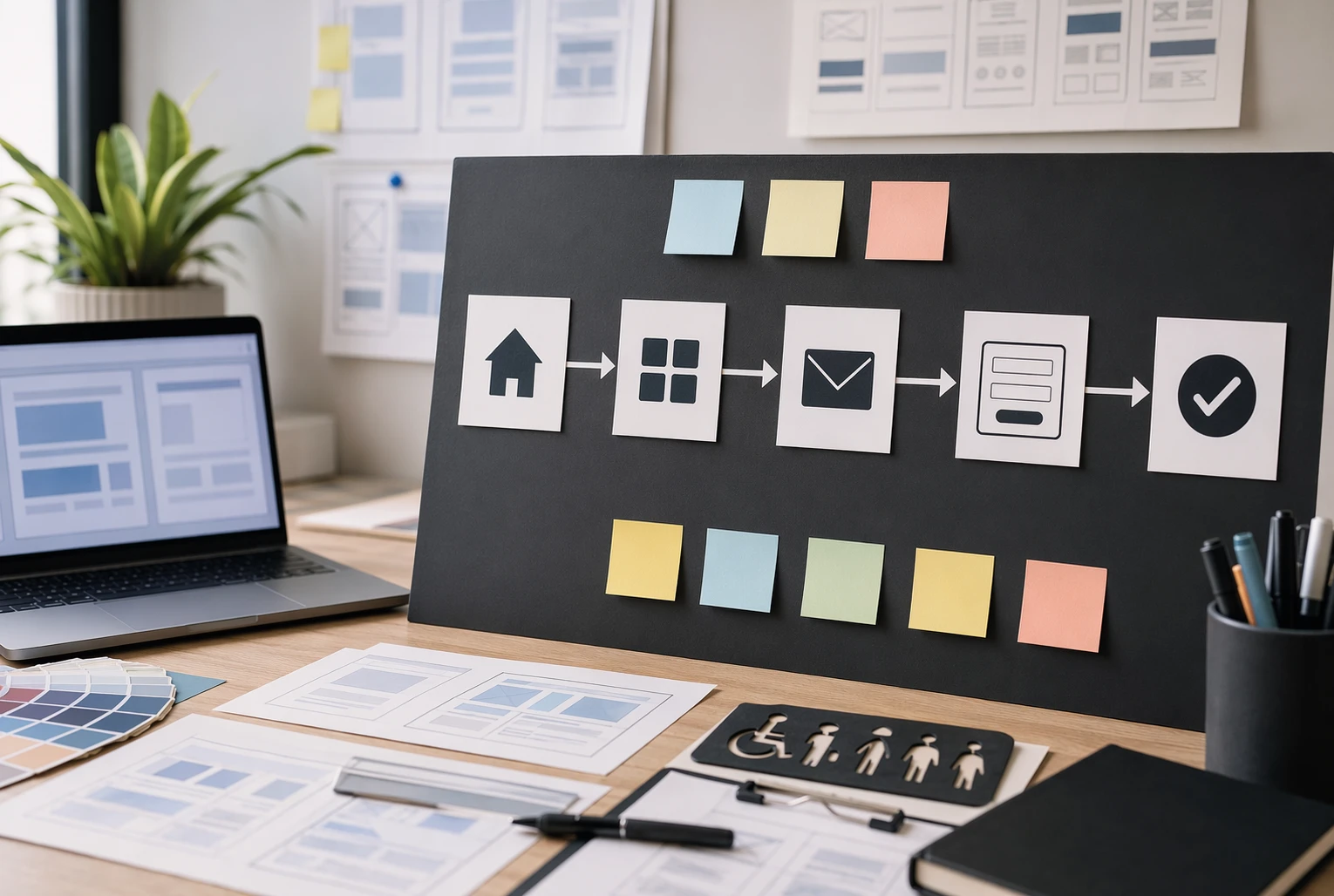 Flowchart of website pages and navigation pathways