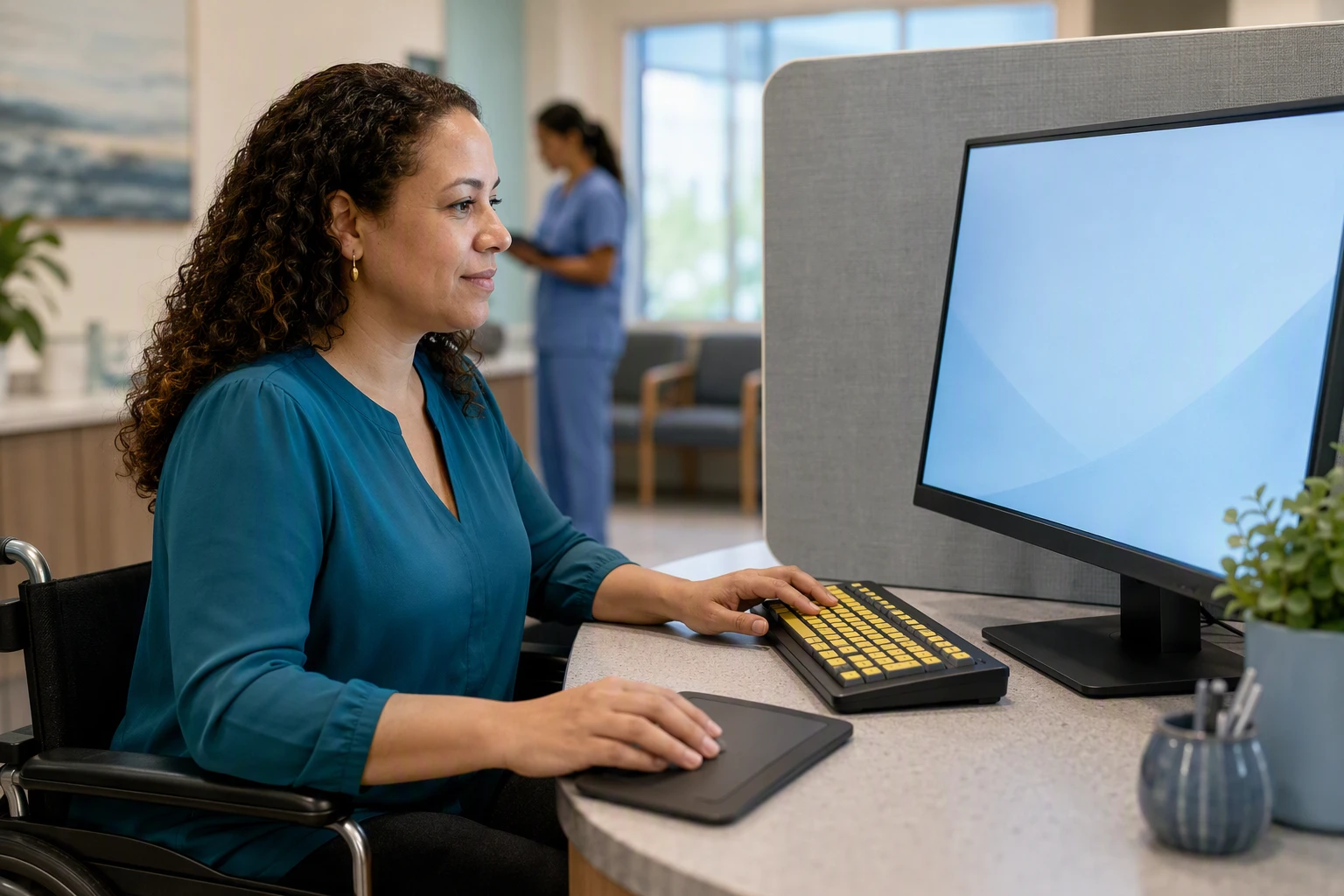 Privacy Compliant Websites: 9 Trust Signals That Build Confidence Woman navigating privacy controls on a clinic website