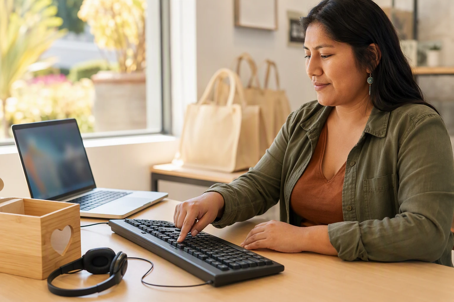 Volunteer navigating donation site via keyboard