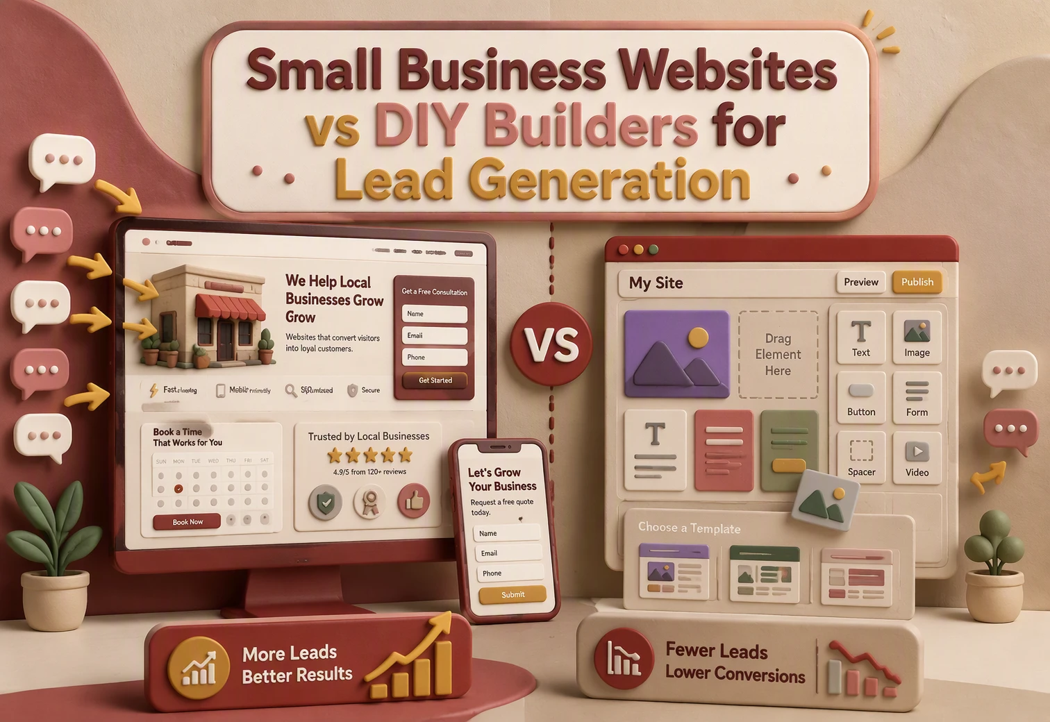 Small Business Websites vs DIY Builders for Lead Generation A comparison of small business websites and DIY builders reveals that small business websites excel in lead generation and deliver better results, while DIY builders typically result in fewer leads and lower conversions.