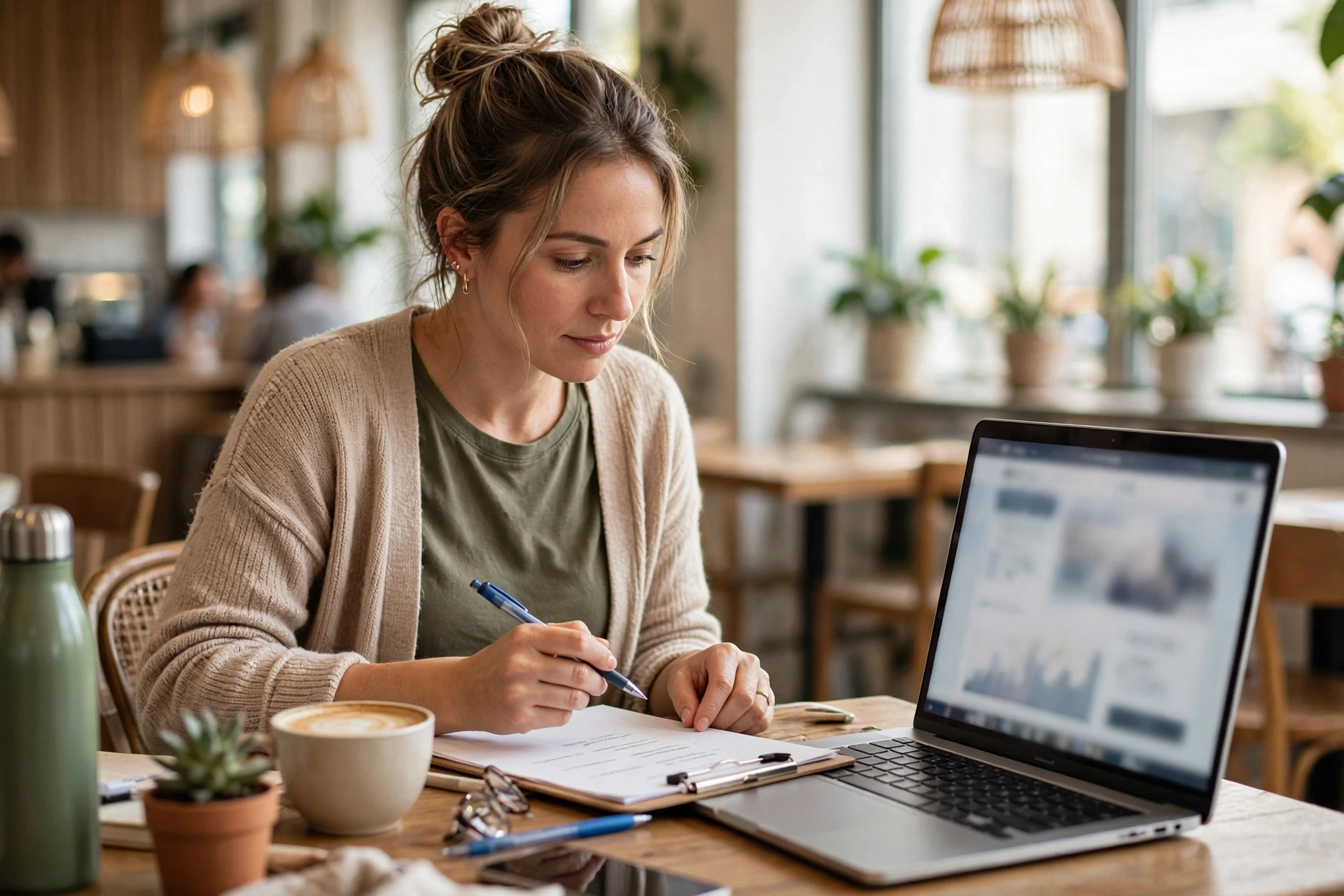 Small business owner reviewing website launch checklist