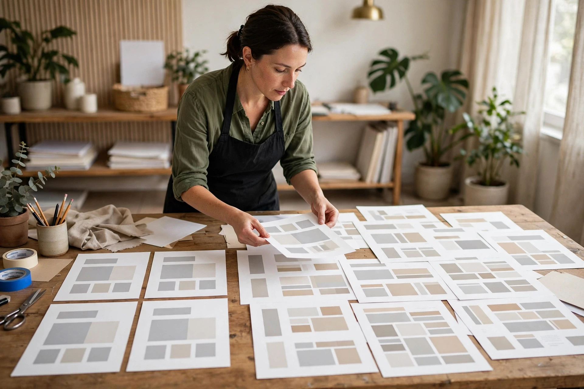 Professional Website Design Pricing: What Affects Project Costs Designer arranging website page mockups on desk
