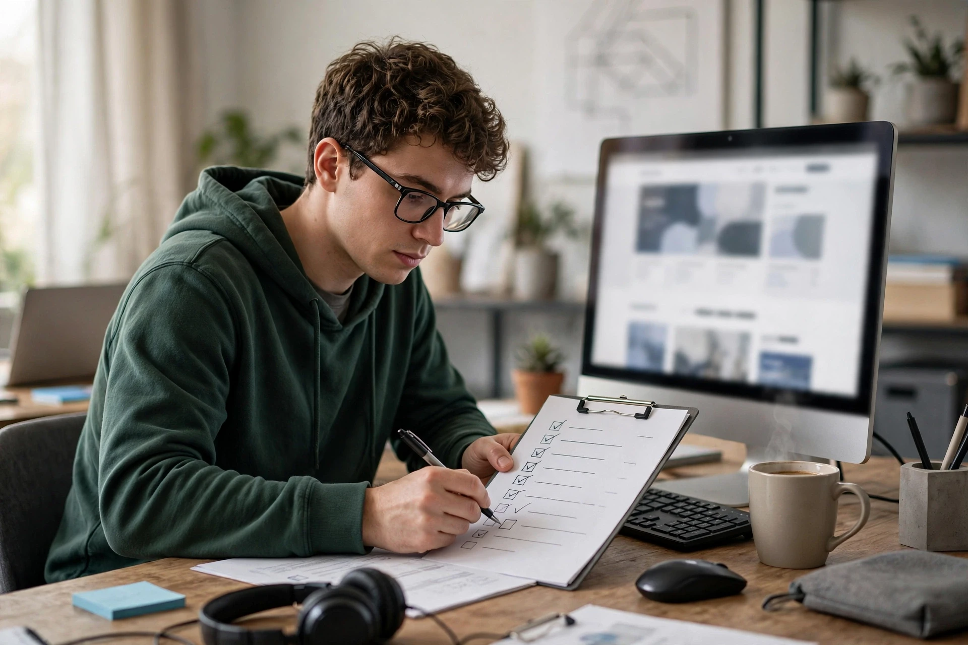 Professional Website Design vs Template Sites Developer updating website maintenance checklist