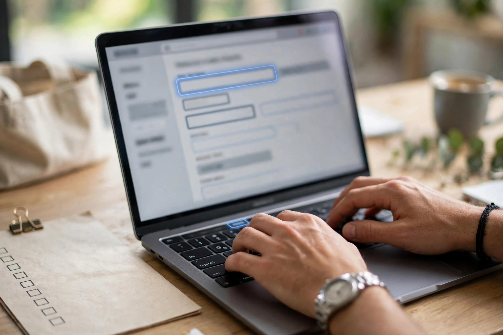 Hands typing on keyboard testing donation form