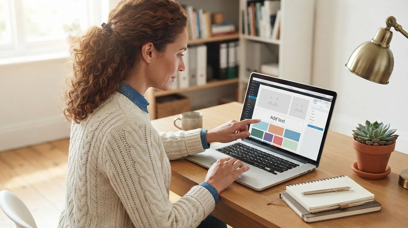 Small Business Websites vs DIY Builders Small business owner editing a website template on a laptop